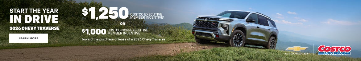 2026 Chevy Traverse. $1,250 COSTCO EXECUTIVE MEMBER INCENTIVE OR $1,000 COSTCO NON EXECUTIVE MEMB...